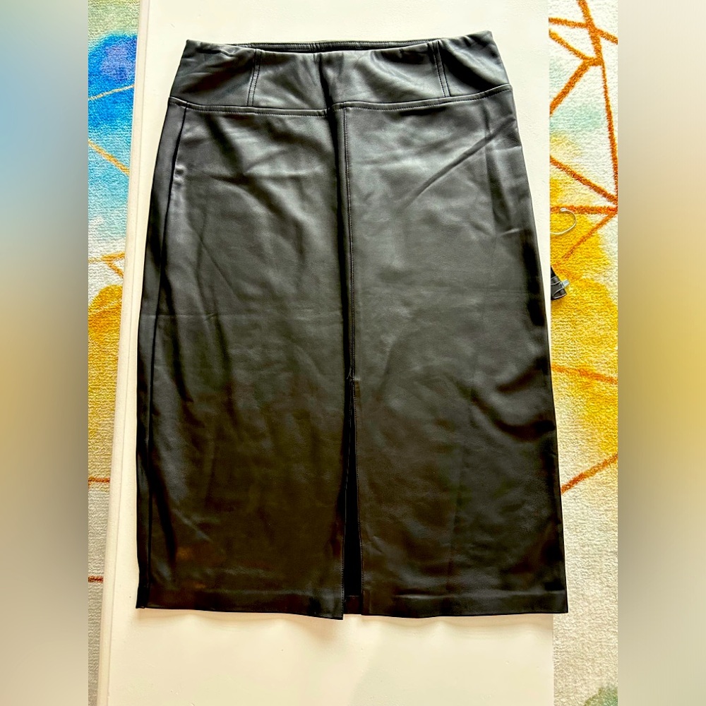 Laundry -Black Faux Leather Pencil Skirt